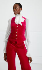 Temperley London Clove Velvet Waistcoat Hot Pink