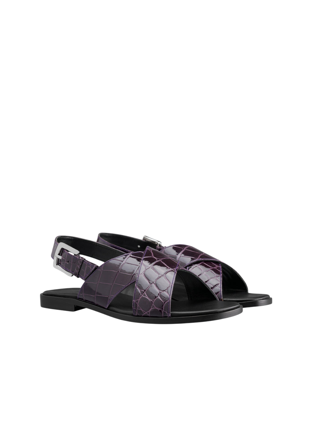 Cross?Strap Crocodile Sandals