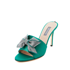 SJP by Sarah Jessica Parker Amna 90mm Emerald Green Satin Sandals