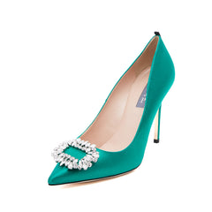 SJP by Sarah Jessica Parker Fatma 100mm Emerald Green Satin Pumps