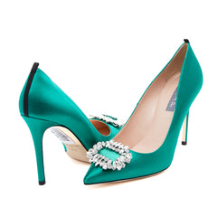 SJP by Sarah Jessica Parker Fatma 100mm Emerald Green Satin Pumps