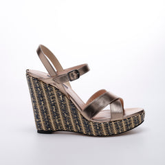 SJP by Sarah Jessica Parker Wren 90mm Leather Bronze Wedge Sandals