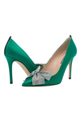 SJP by Sarah Jessica Parker Samara 100mm Emerald Green Satin Pumps