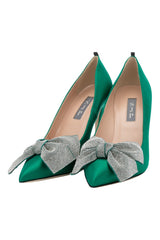 SJP by Sarah Jessica Parker Samara 100mm Emerald Green Satin Pumps