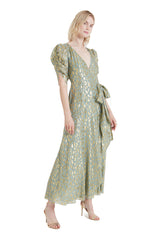 Temperley London Kyra Wrap Green Midi Dress