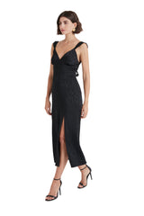 Temperley London Willow Strappy Black Midi Dress