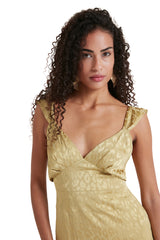 Temperley London Willow Strappy Flax Gold Midi Dress