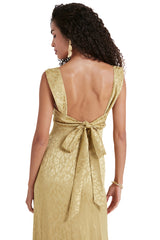 Temperley London Willow Strappy Flax Gold Midi Dress