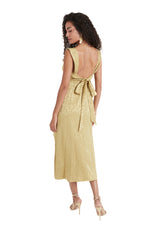 Temperley London Willow Strappy Flax Gold Midi Dress