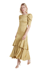 Temperley London Willow Flax Gold Maxi Dress