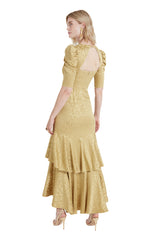 Temperley London Willow Flax Gold Maxi Dress