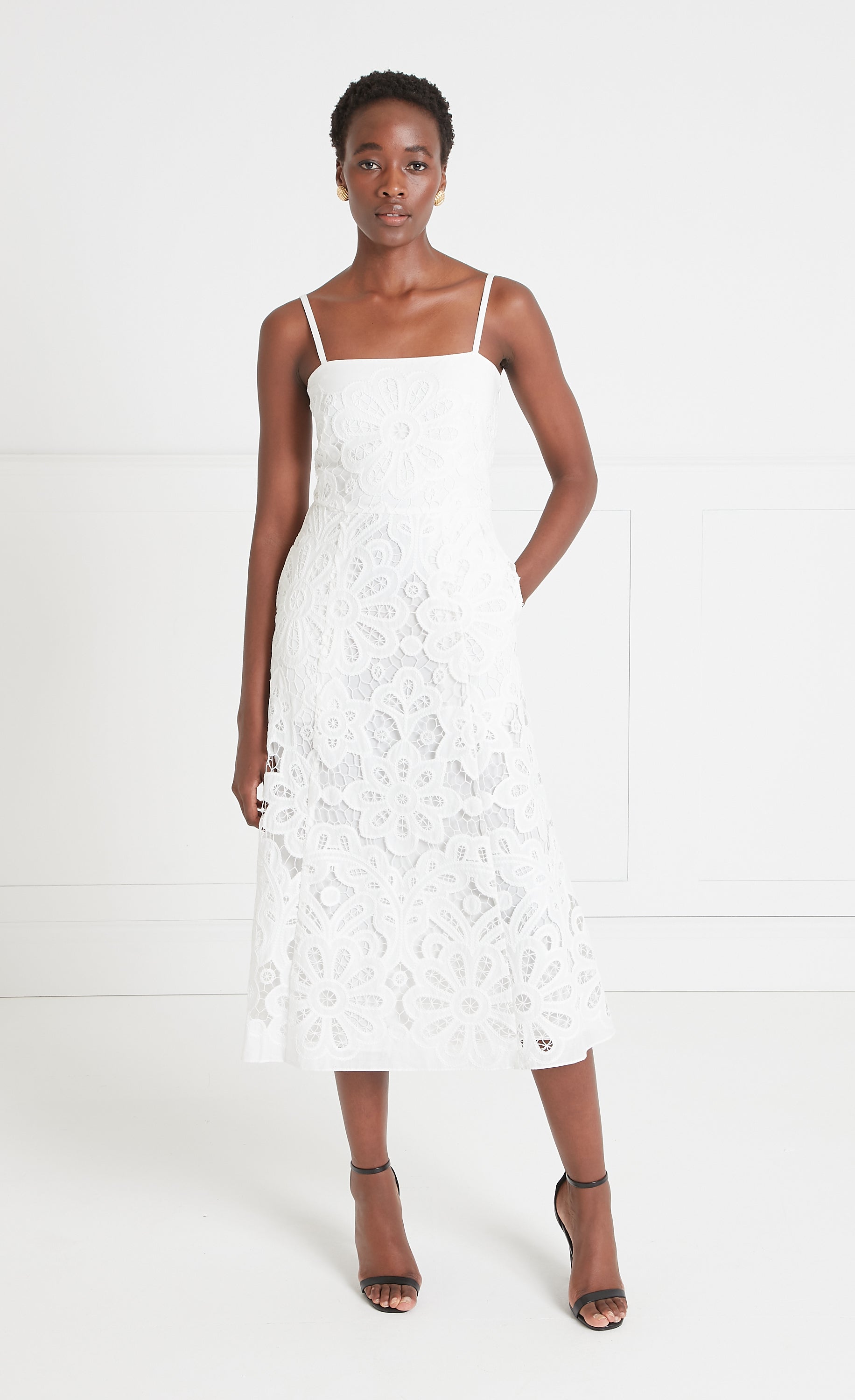 Temperley London Guinevere Strappy Midi Dress - White