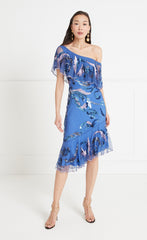 Temperley London Novella Ruffle Midi Dress - Dazzling Blue