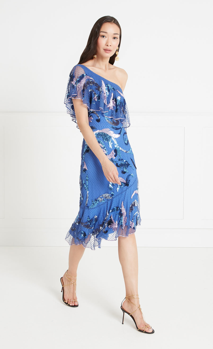 Temperley London Novella Ruffle Midi Dress - Dazzling Blue