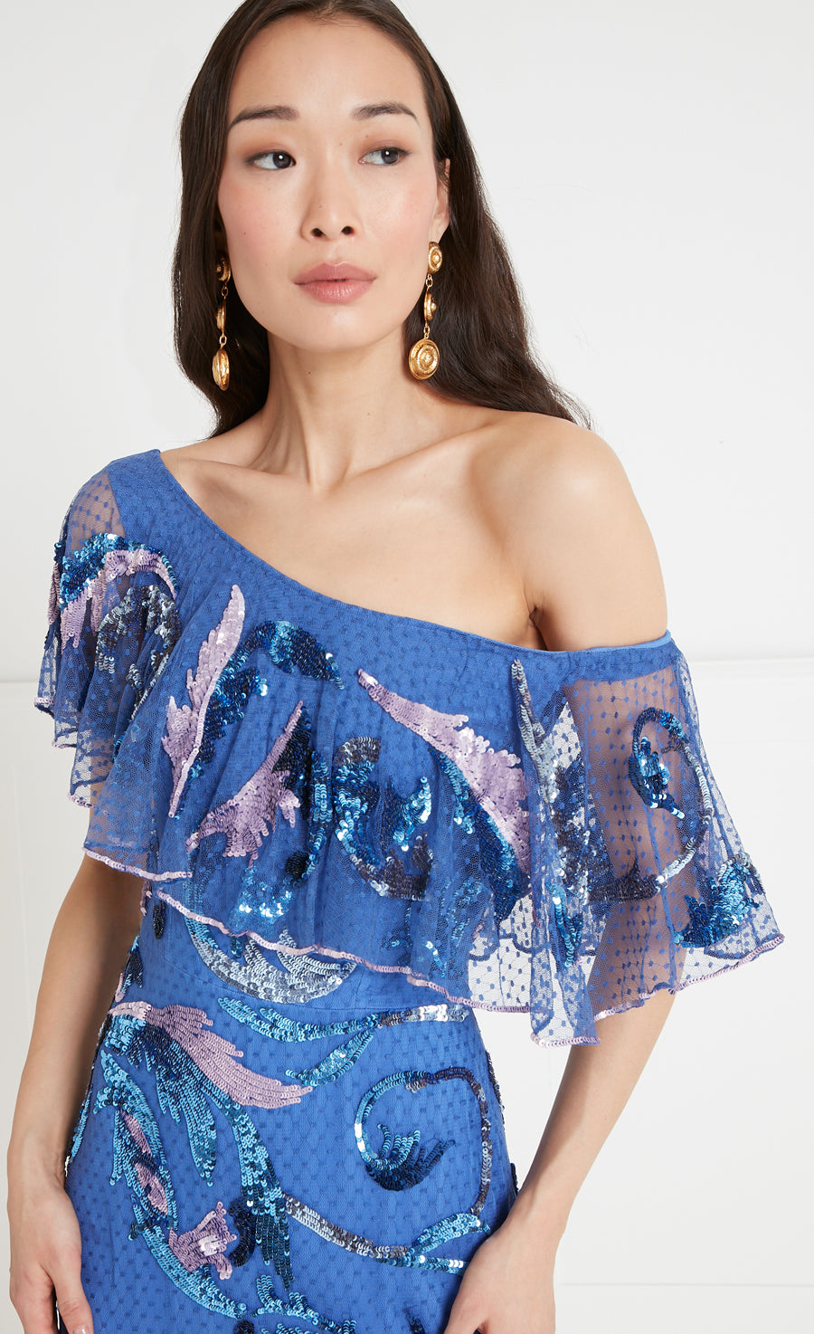 Temperley London Novella Ruffle Midi Dress - Dazzling Blue