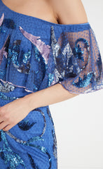 Temperley London Novella Ruffle Midi Dress - Dazzling Blue