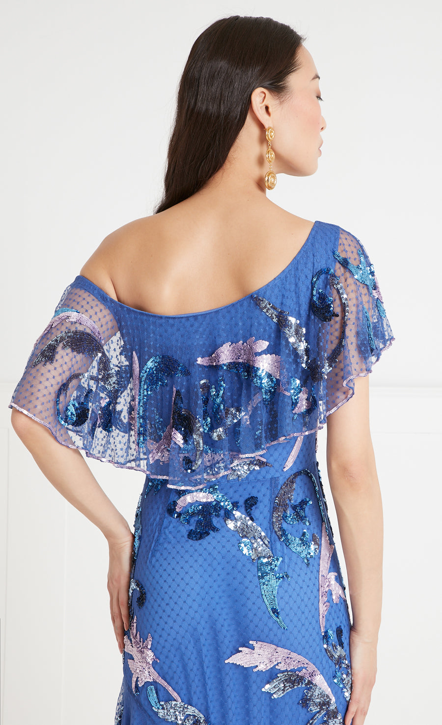 Temperley London Novella Ruffle Midi Dress - Dazzling Blue