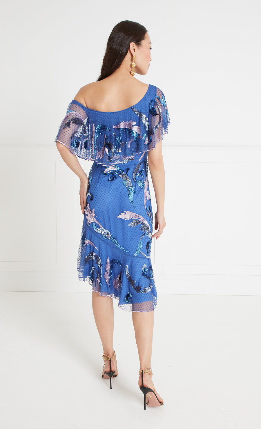 Temperley London Novella Ruffle Midi Dress - Dazzling Blue