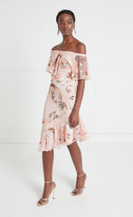 Temperley London Novella Ruffle Midi Dress - Rosewater