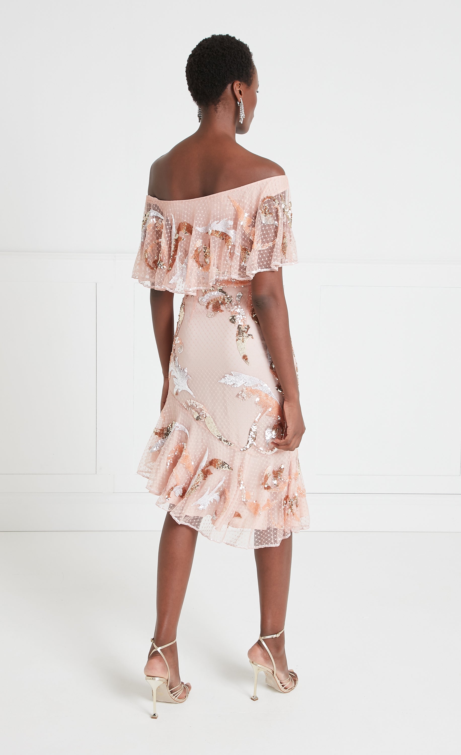 Temperley London Novella Ruffle Midi Dress - Rosewater