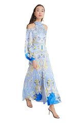 Temperley London Carline Printed Cold Shoulder Maxi Dress