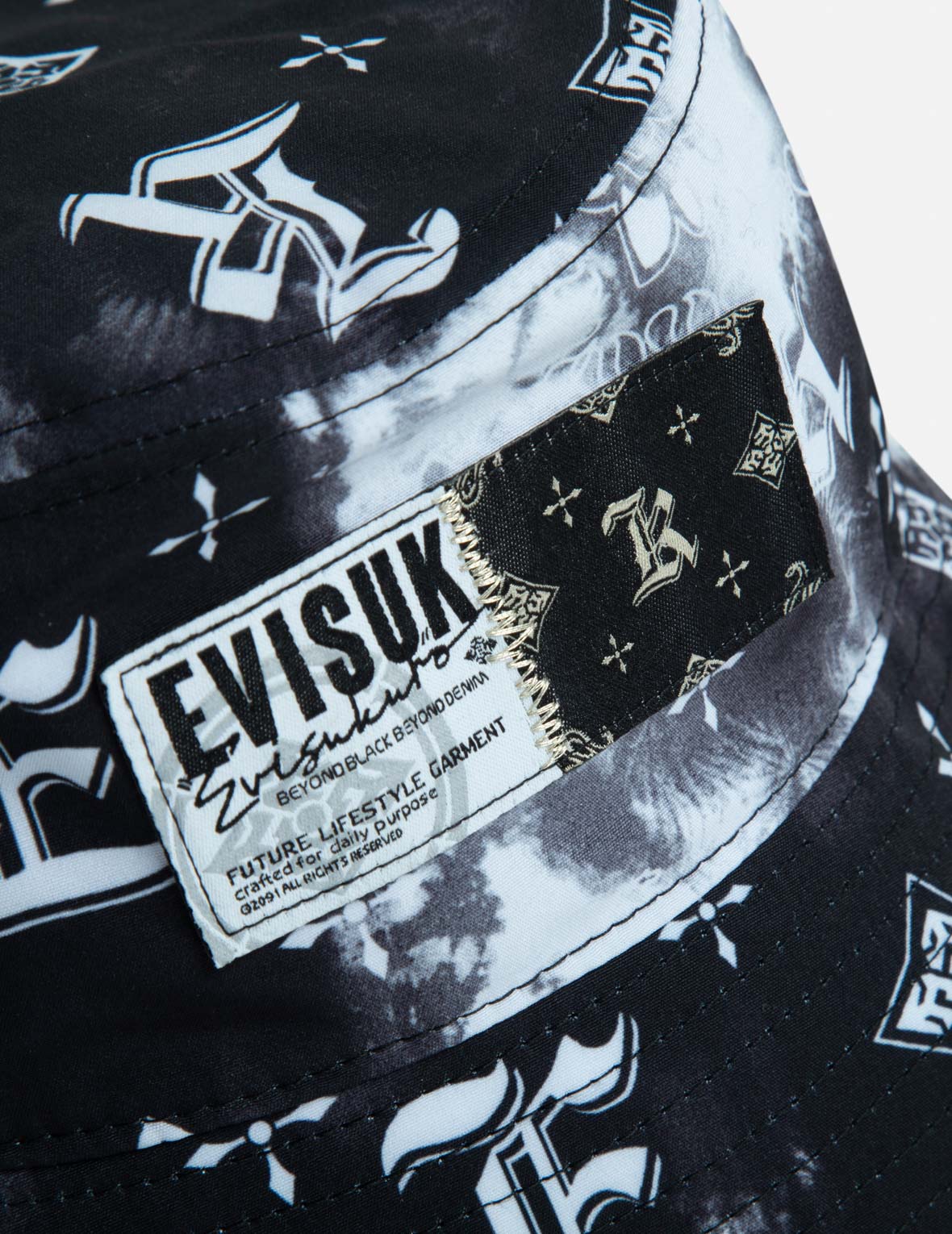 Evisu Monogram Print Tie Dye Bucket Hat