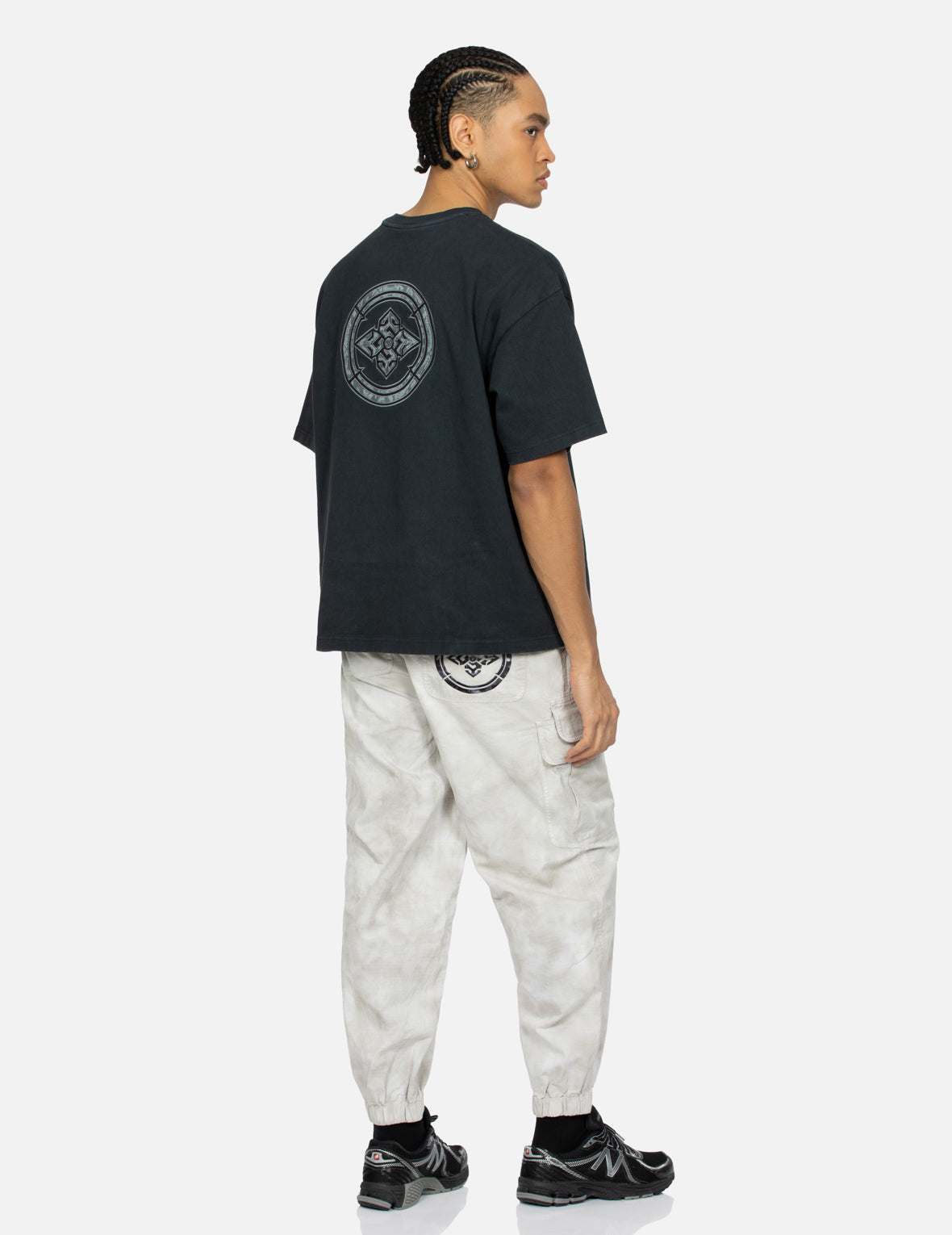 Evisu Kamon Embroidery Loose Fit Tie-Dye Cargo Joggers