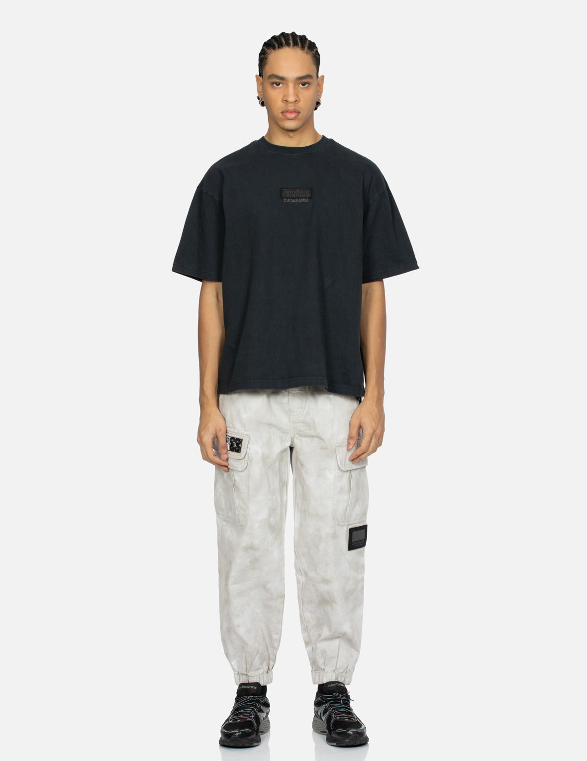 Evisu Kamon Embroidery Loose Fit Tie-Dye Cargo Joggers