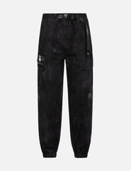 Evisu Kamon Embroidery Loose Fit Tie-Dye Cargo Joggers