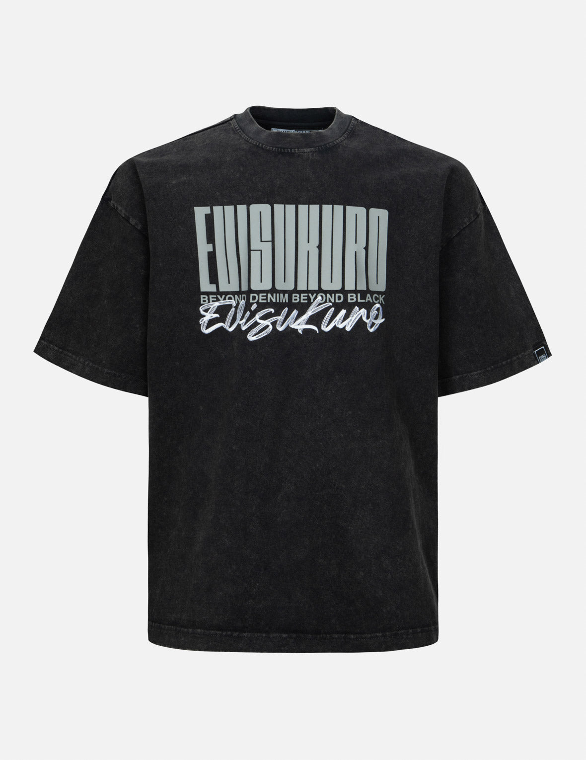 Evisu Logo And Slogan Print Oversized Pigment Dye T-Shirt