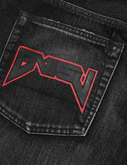 Evisu Logo Print Loose-Fit Distressed Denim Jeans