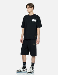 Evisu Fan-Shape Godhead Embroidery Sweat Shorts