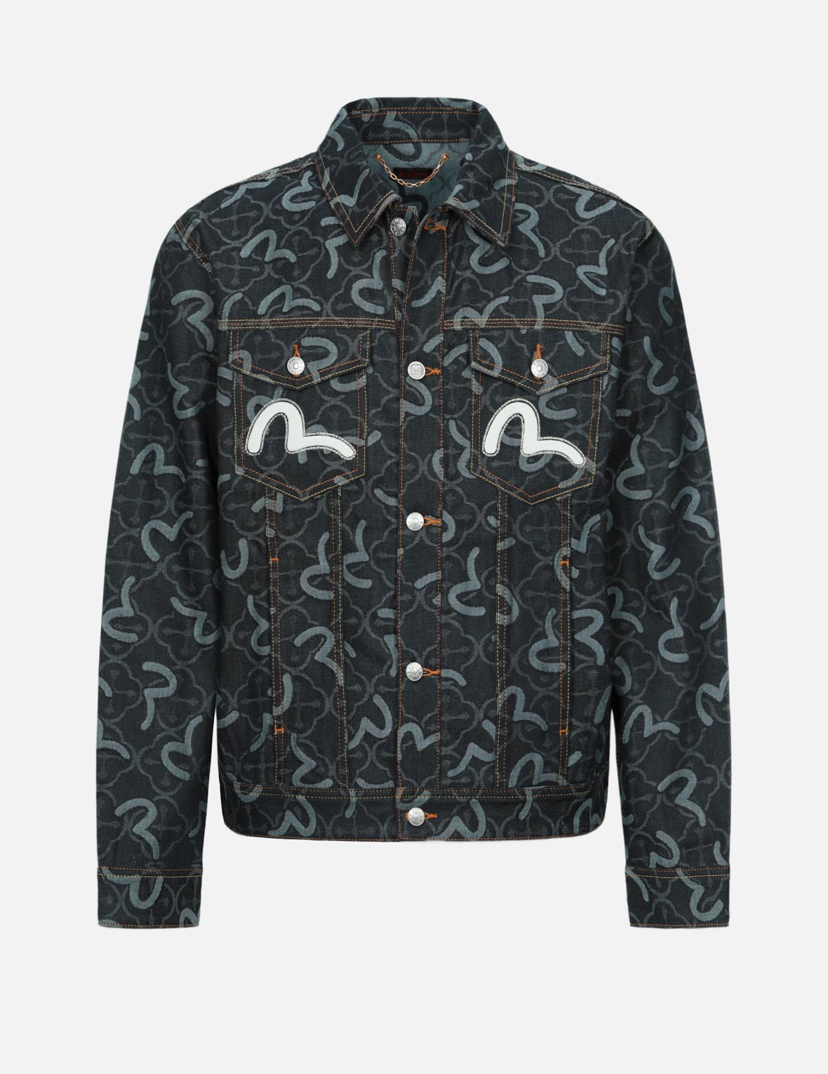 Evisu Allover Seagull And Kamon Jacquard Relax Fit Denim Jacket