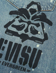 Evisu Washed Multiple Distressed Print With Splatter Marks Carrot Fit Jeans #2017