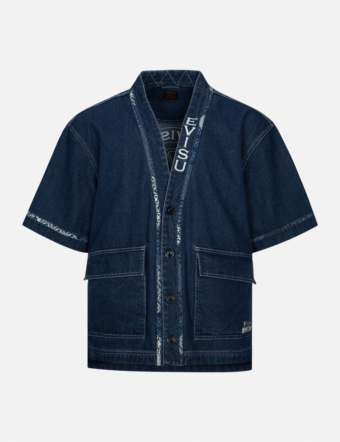 Evisu Kamon AppliquÃ© Embroidery Loose Fit Denim Kimono