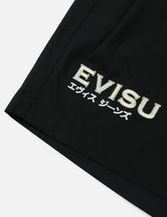 Evisu Logo And Kamon Embroidery Relax Fit Shorts