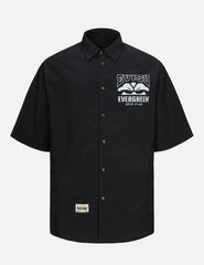 Evisu Multi-Reflective Print Oversized Short Sleeve Shirt