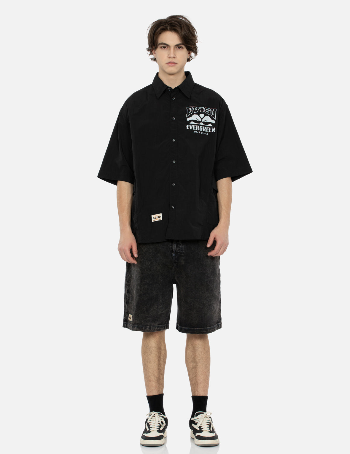 Evisu Multi-Reflective Print Oversized Short Sleeve Shirt