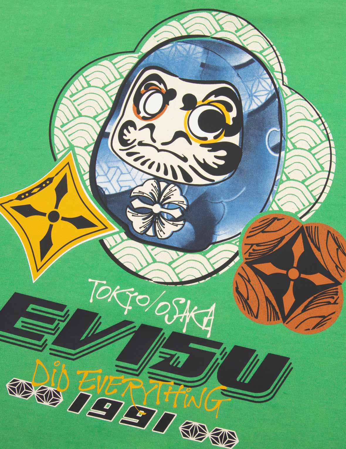 Evisu Hanafuda Daruma Print Regular Fit T-Shirt