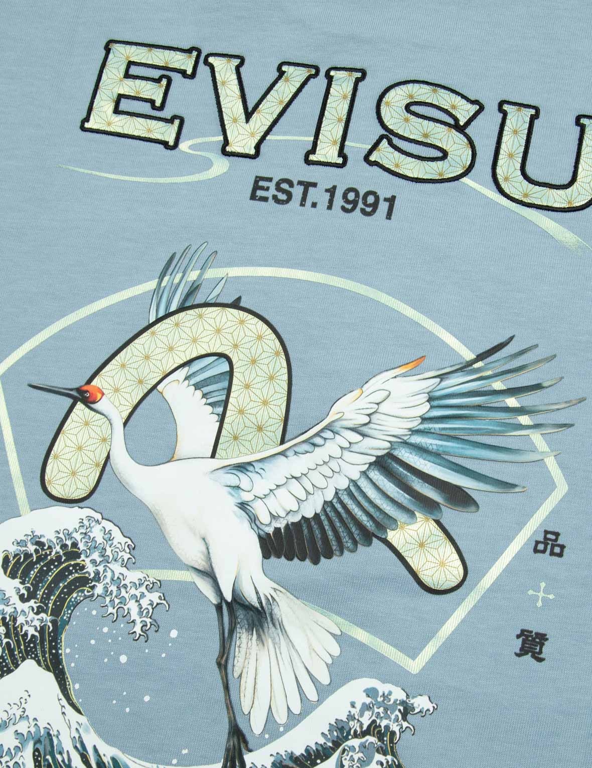 Evisu Seagull And Logo Print Relax Fit T-Shirt