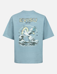 Evisu Seagull And Logo Print Relax Fit T-Shirt