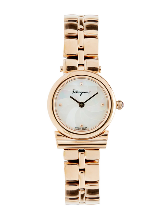 Ferragamo Gancini Patchwork Watch White/Gold