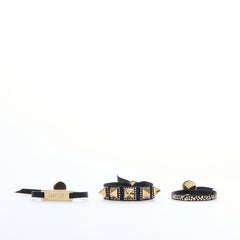Les Interchangeables Gratitude Strass Box Ribbon Bracelet Set Black Set