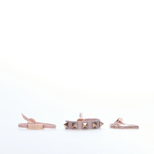 Les Interchangeables Love Strass Box Ribbon Bracelet Set Pink Gold Set