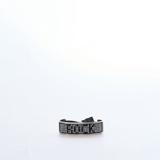 Les Interchangeables Rock Crystal Ribbon Bracelet Black Rhinestone & Cabochon