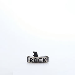 Les Interchangeables Rock Crystal Ribbon Bracelet Black Rhinestone & Cabochon