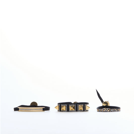 Les Interchangeables Strass Box Ribbon Pave Metals Bracelet Set Black Set