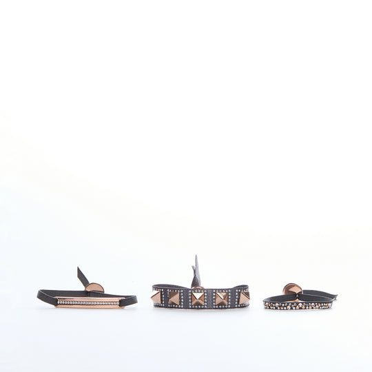 Les Interchangeables Strass Box Ribbon Pave Metals Bracelet Set Grey Set