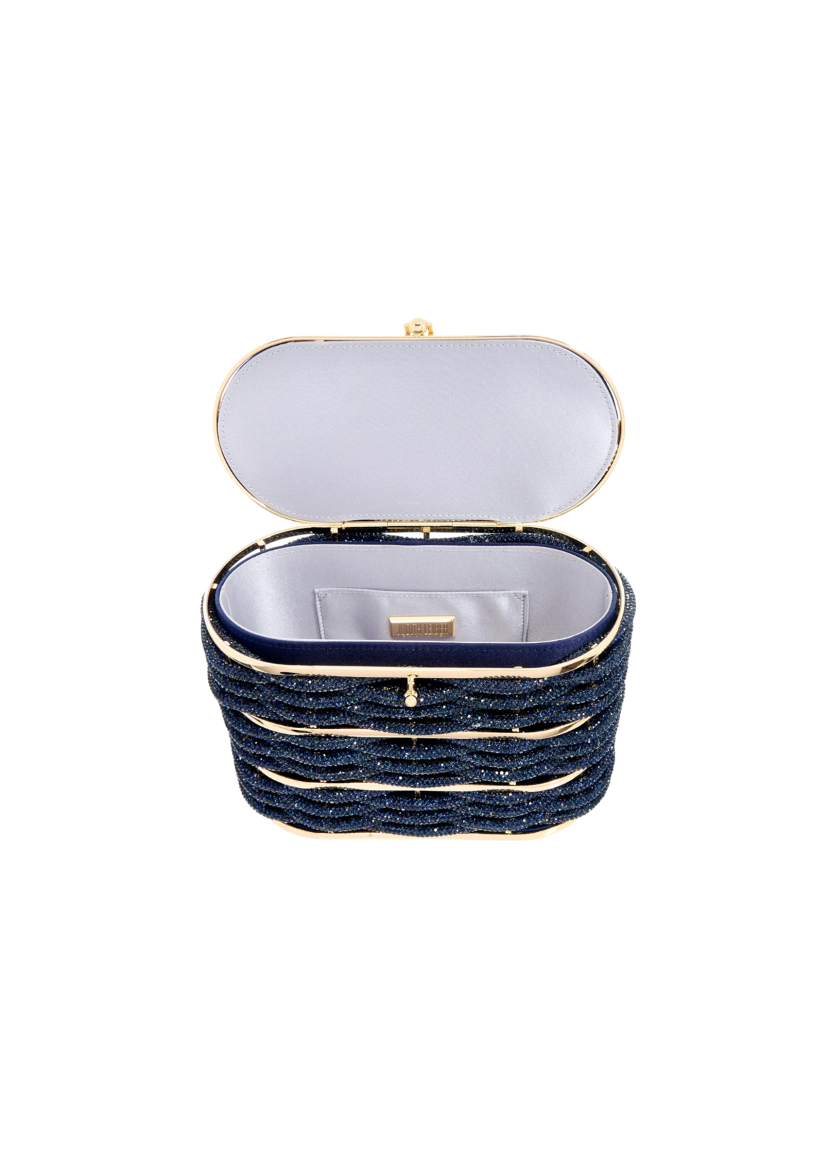 Willow Crystal Woven Top Handle Navy - JudithLeiberGCC