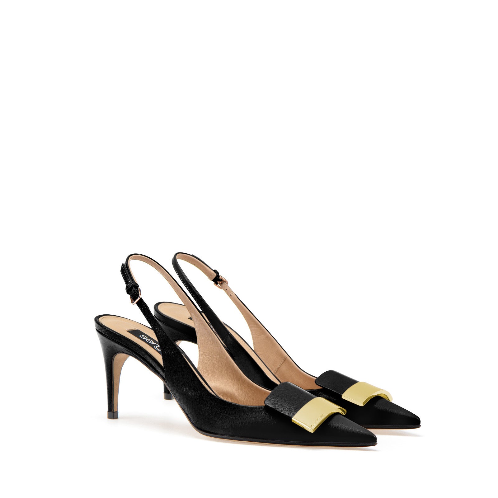 Sergio Rossi SR1 75mm Nero Slingback